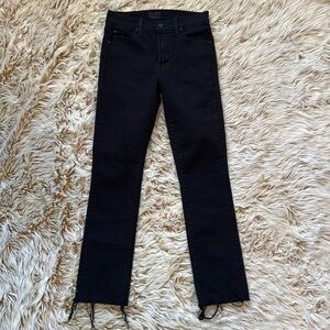 Mother Rascal Ankle Fray Black Jean